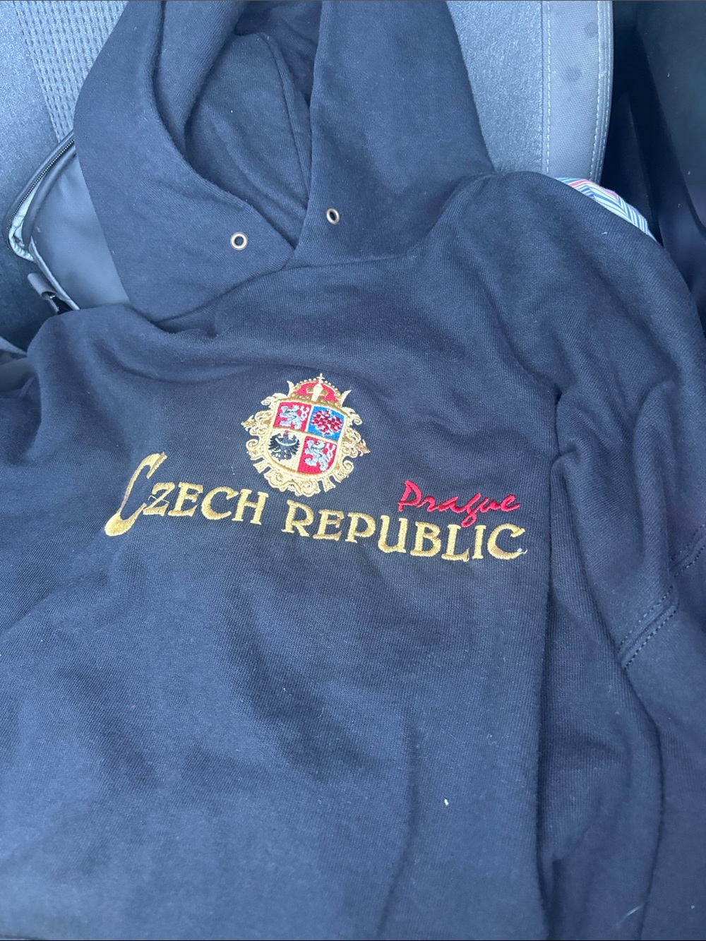 Czech Republic Prague Embroidered Kids Hoodie - Black